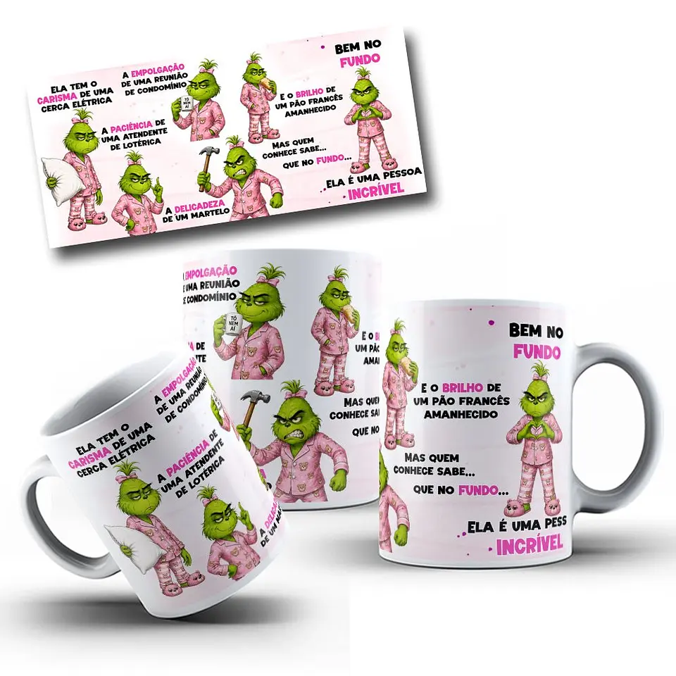 Grinch Ele tem o CARISMA de uma cerca elétrica Fem & Masc – Arte Avulsa Caneca 2