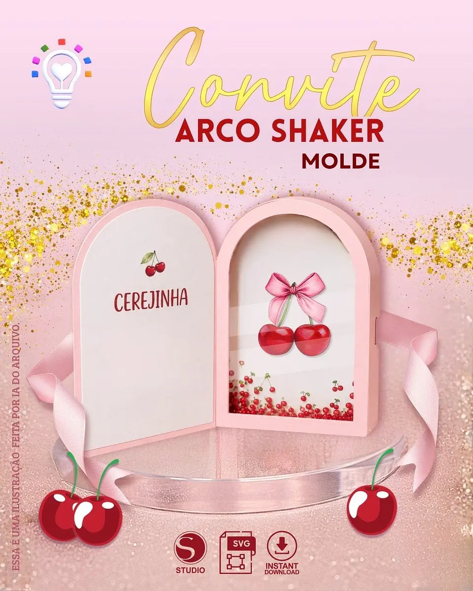 Molde Convite Arco Shaker Cerejinha 1