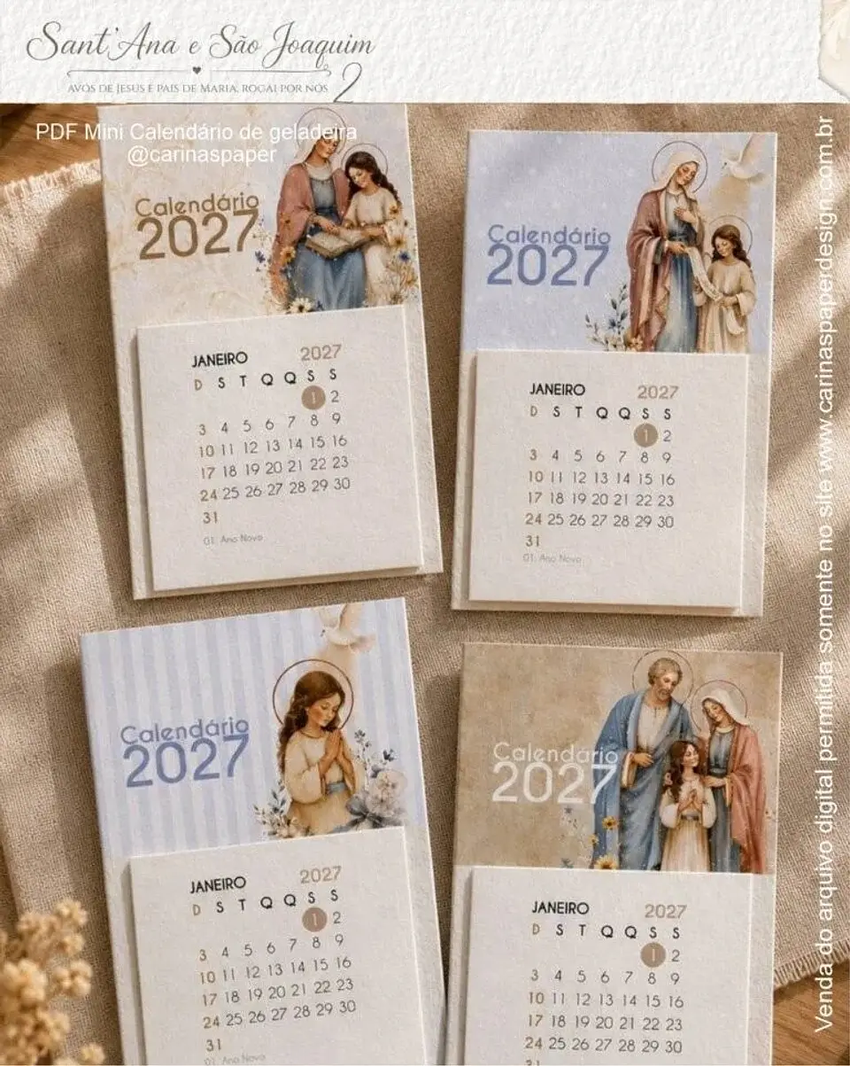 Calendário mini Imã de geladeira Santana e São Joaquim 2027 1