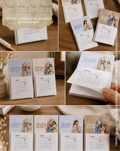 Calendário mini Imã de geladeira Santana e São Joaquim 2027