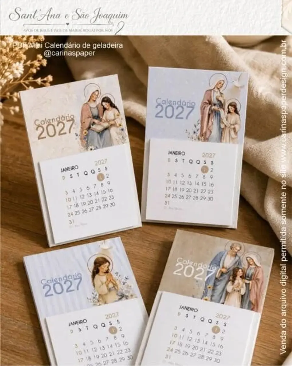 Calendário mini Imã de geladeira Santana e São Joaquim 2027 3