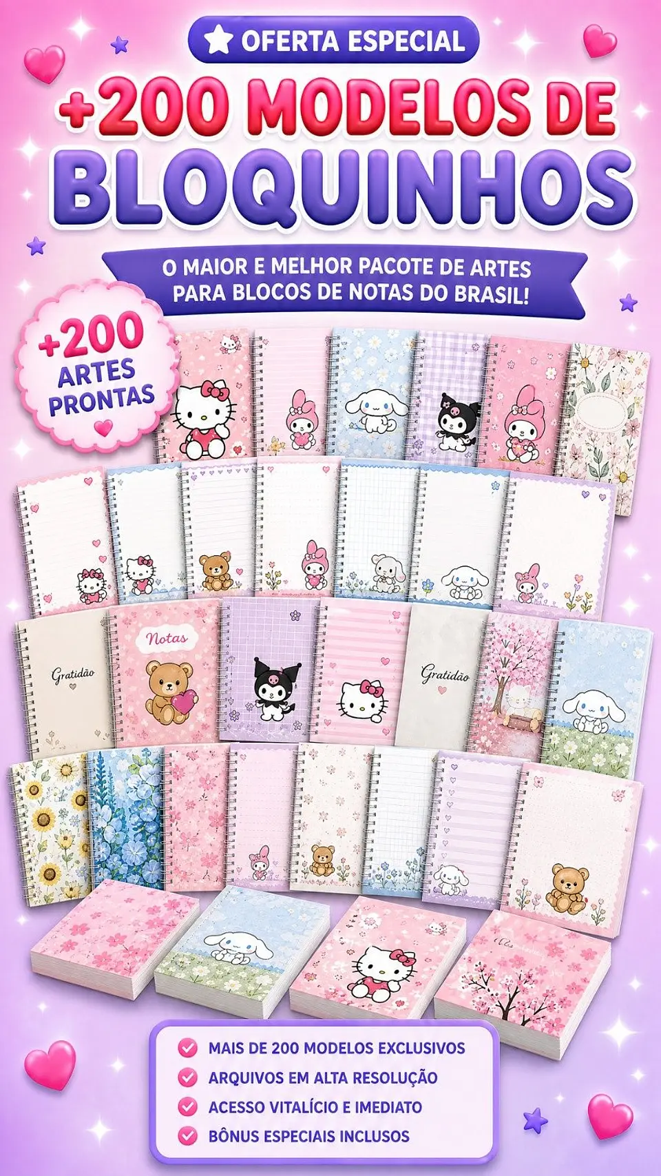 +200 Modelos de Bloquinhos - Arquivo Digital 1