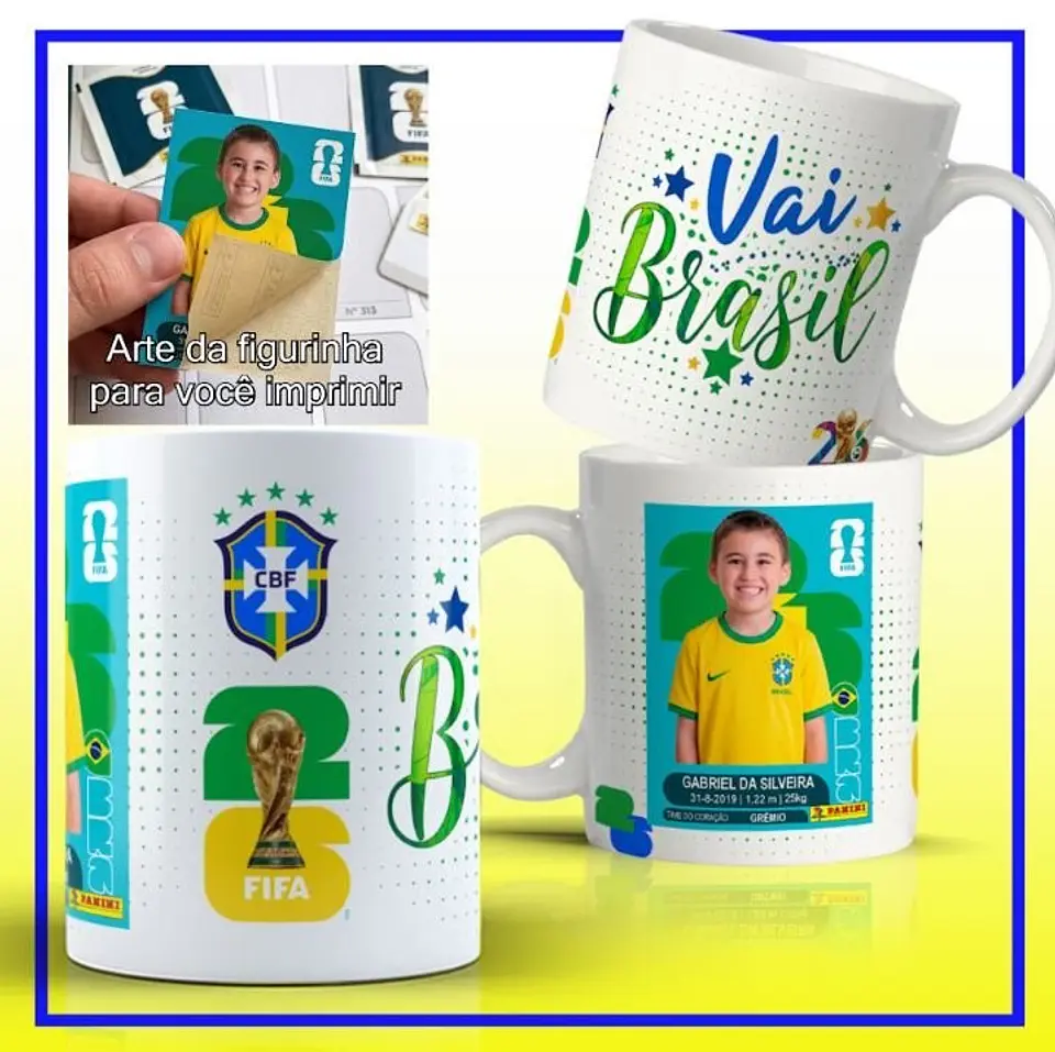 ARTE CANECA com FIGURINHA - COPA DO MUNDO 1