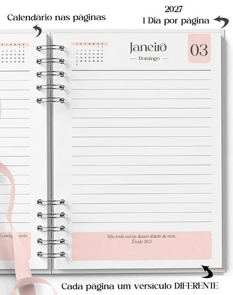 AGENDA FEMININA NEUTRA 1 DIA POR PÁGINA 2027 COM VERSÍCULOS