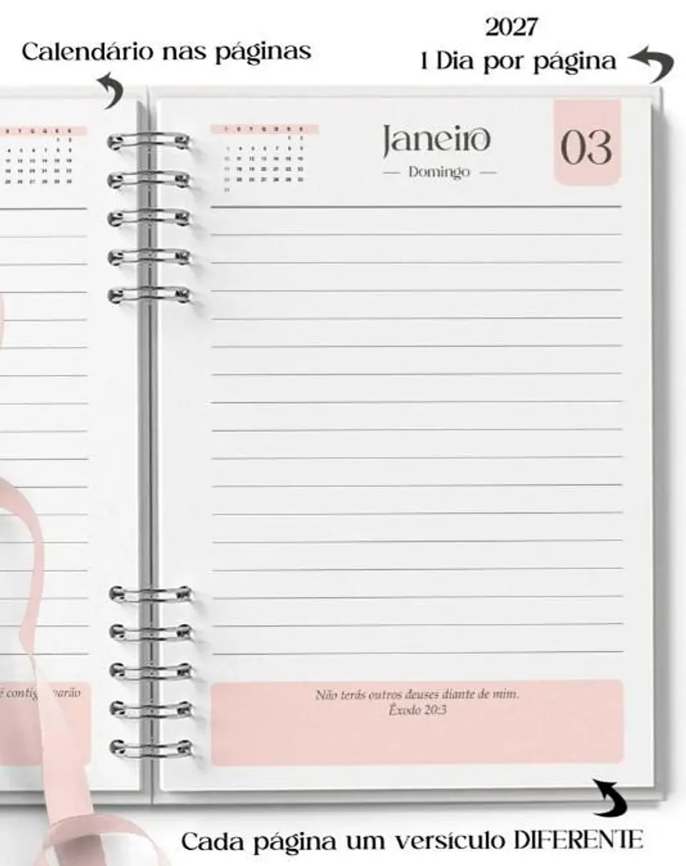 AGENDA FEMININA NEUTRA 1 DIA POR PÁGINA 2027 COM VERSÍCULOS 1