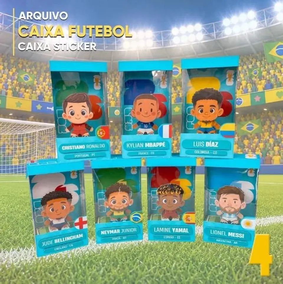 Caixas Figurinhas 3D Craques do Mundial 1