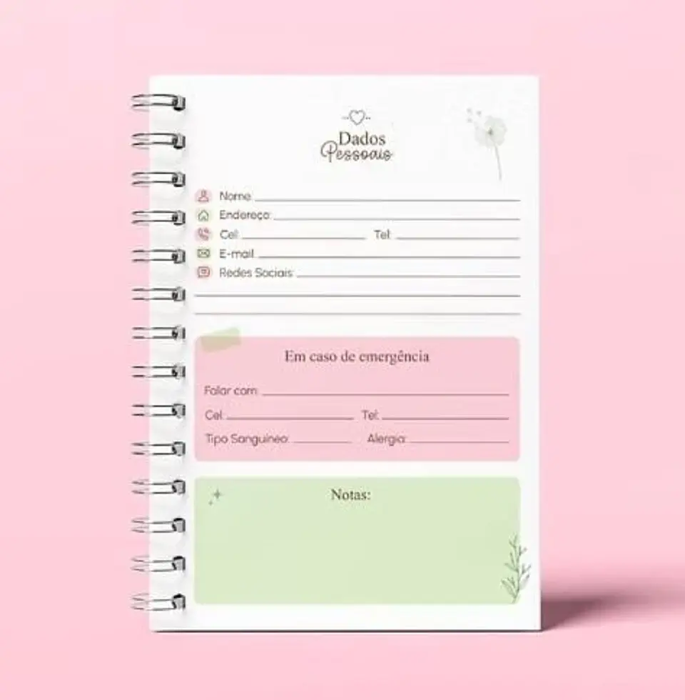 KIT DE ARQUIVOS – CADERNO ANOTAÇÕES VIDA LEVE – A5 – WIRE-O/ESPIRAL 8