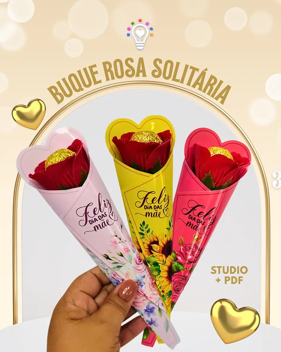 Buquê Rosa Solitária Dia das Mães Arquivo Digital 1