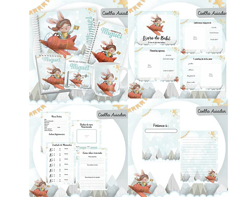 Arquivo Digital Caderneta Livro Bebe Coelho Aviador