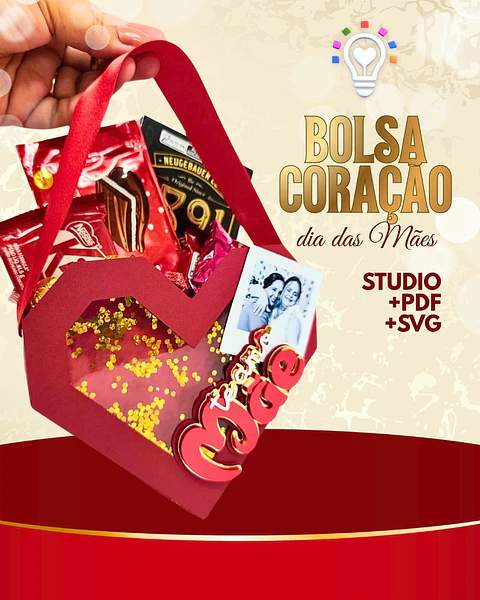Arquivo de Corte Bolsa Coração Dia das Mães