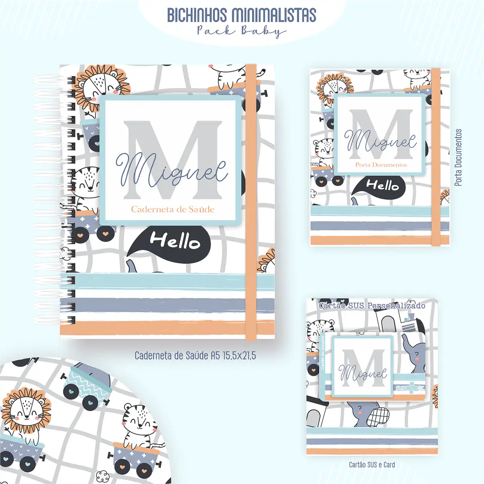 Caderneta Bichinhos Minimalistas Arquivo Digital Livro do Bebê Kit Completo 2