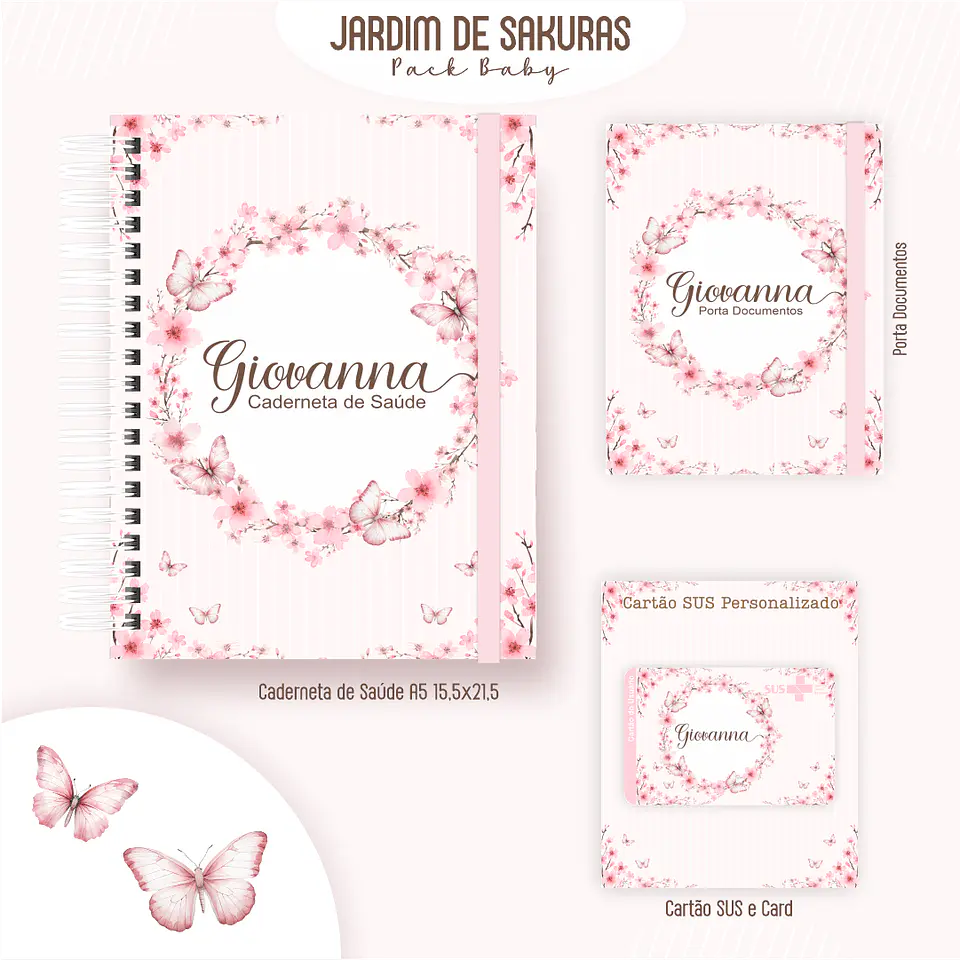 Caderneta Jardim de Sakuras Arquivo Digital Livro do Bebê Kit Completo 2