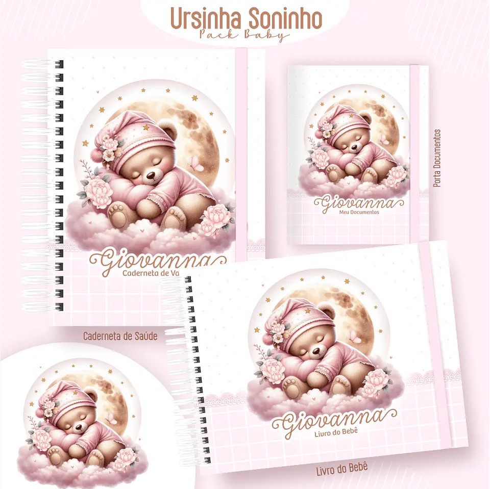 Caderneta Ursinha Soninho Arquivo Digital Livro do Bebê Kit Completo 1