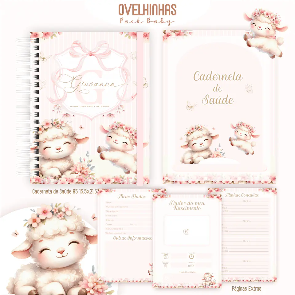 Caderneta Ovelhinha Arquivo Digital Livro do Bebê Kit Completo 3