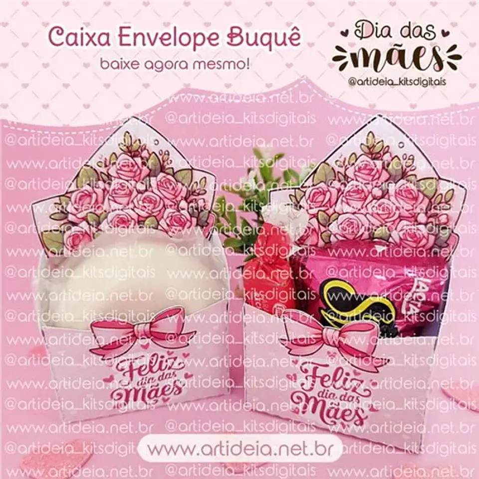 Arquivo de Corte Dia das Mães Caixa Envelope Buquê 1