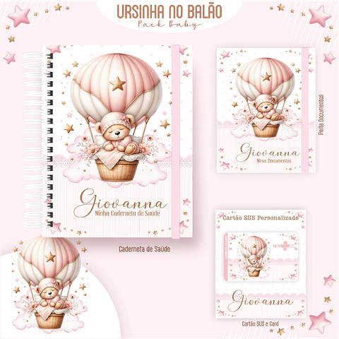 Caderneta Ursinha no Balão Arquivo Digital Livro do Bebê Kit Completo