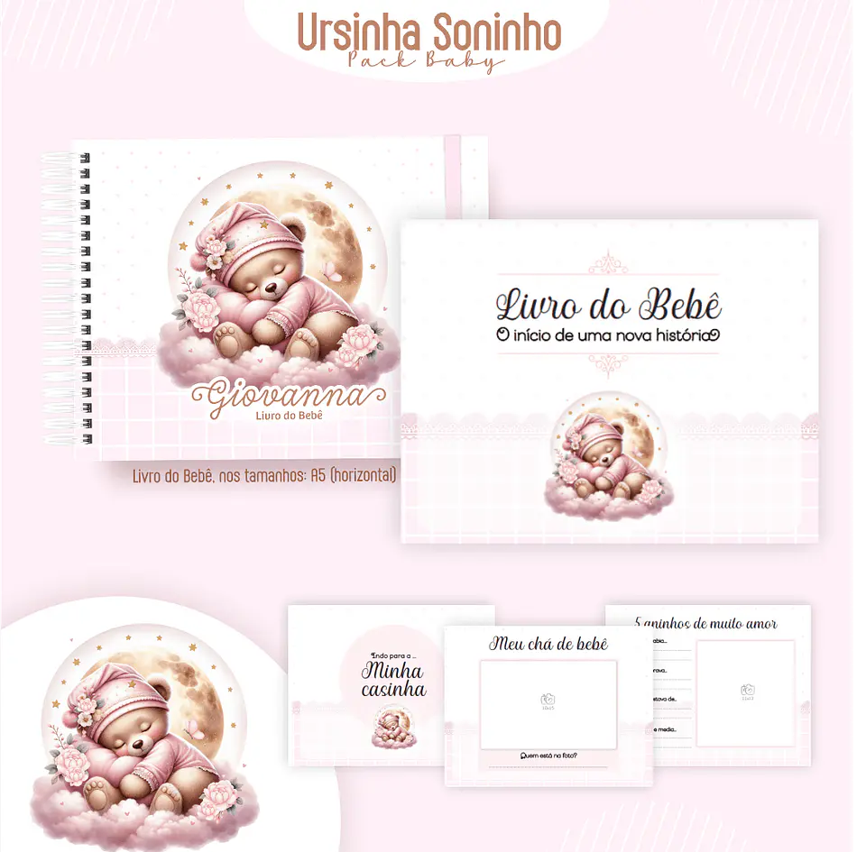 Caderneta Ursinha Soninho Arquivo Digital Livro do Bebê Kit Completo 3