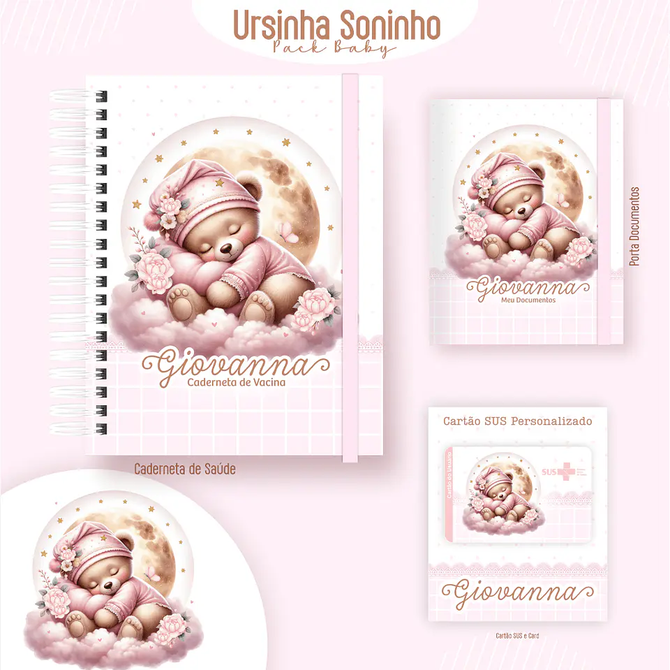 Caderneta Ursinha Soninho Arquivo Digital Livro do Bebê Kit Completo 4