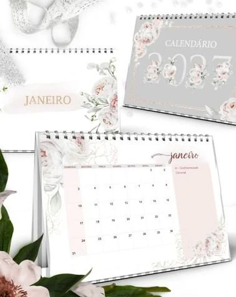 KIT CALENDÁRIOS 2027 DE MESA A5 A6 E CALENDÁRIO MARCA PÁGINA