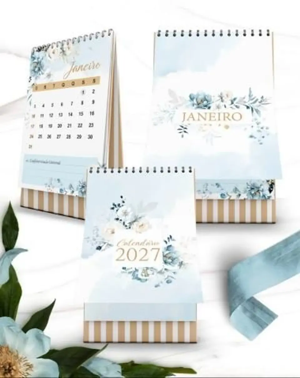 KIT CALENDÁRIOS 2027 COLEÇÃO FLORAL AZUL 2