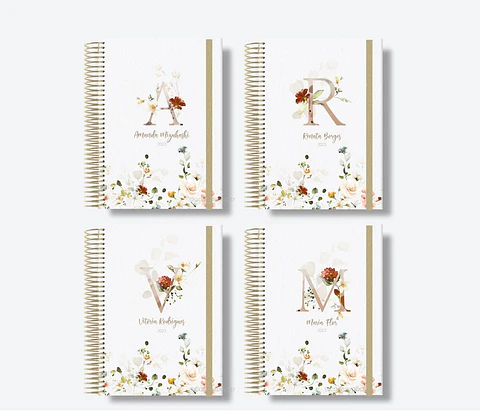 Combo Capas Florais Alfabeto para Miolo A5