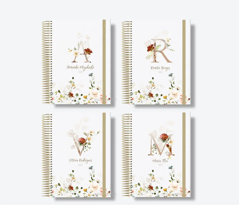 Combo Capas Florais Alfabeto para Miolo A5 1