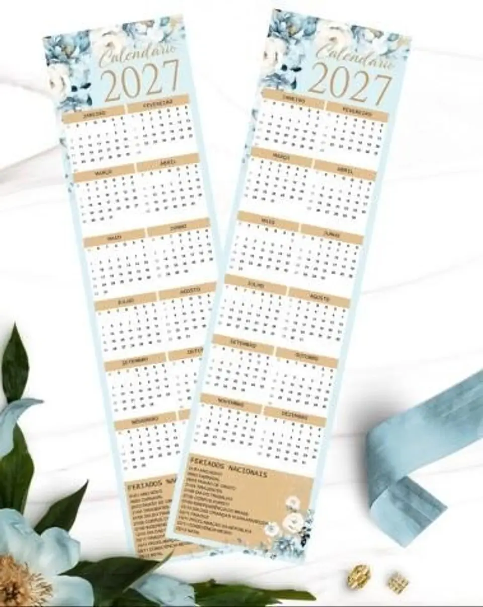 KIT CALENDÁRIOS 2027 COLEÇÃO FLORAL AZUL 3