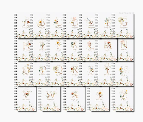 Combo Capas Florais Alfabeto para Miolo A5