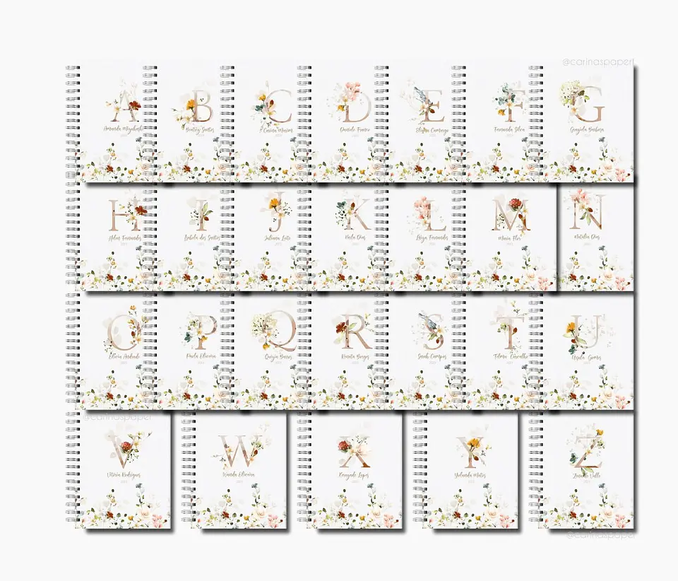 Combo Capas Florais Alfabeto para Miolo A5 2