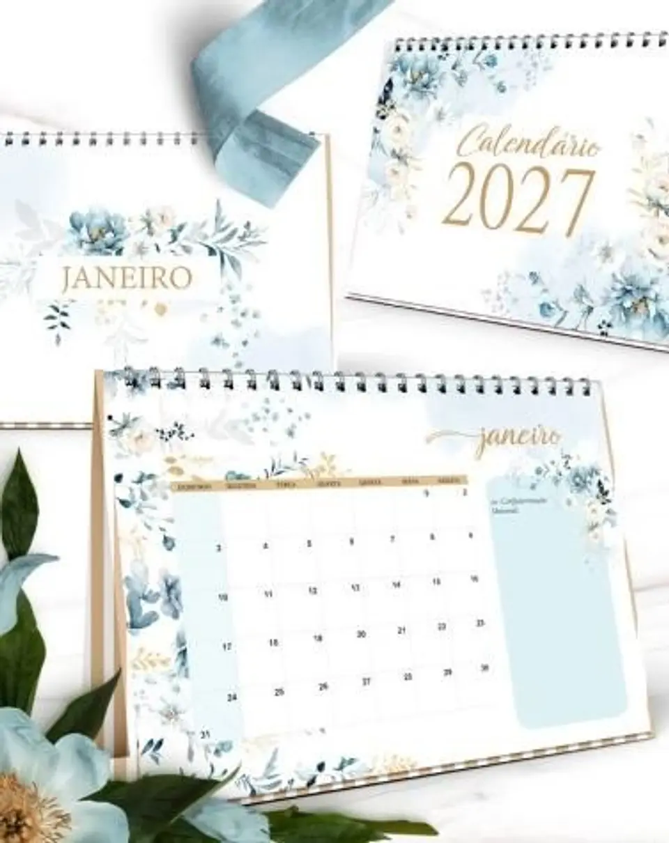KIT CALENDÁRIOS 2027 COLEÇÃO FLORAL AZUL 4