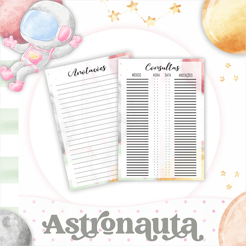 Caderneta Astronauta Menina Arquivo Digital