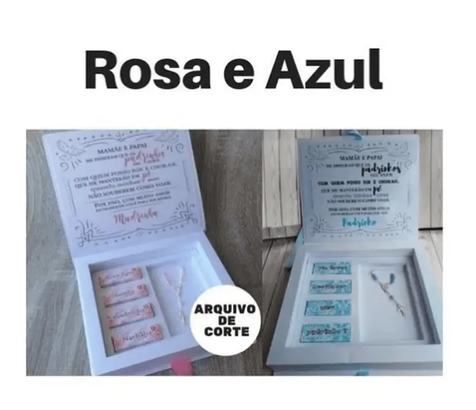 Arquivo de Corte Caixas Convite Terço Bis Padrinhos Batizado 1