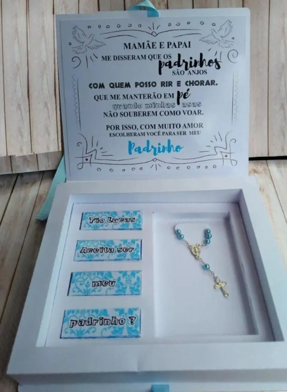 Arquivo de Corte Caixas Convite Terço Bis Padrinhos Batizado 3