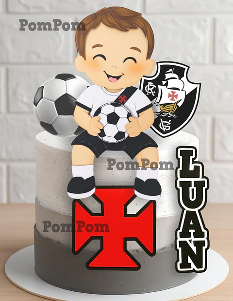 Topo de Bolo Vasco Futebol Menino Arquivo de Corte
