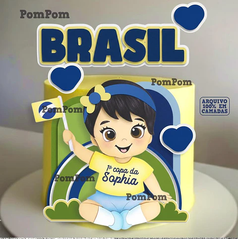 Topo de Bolo Menina Brasil Arquivo de Corte