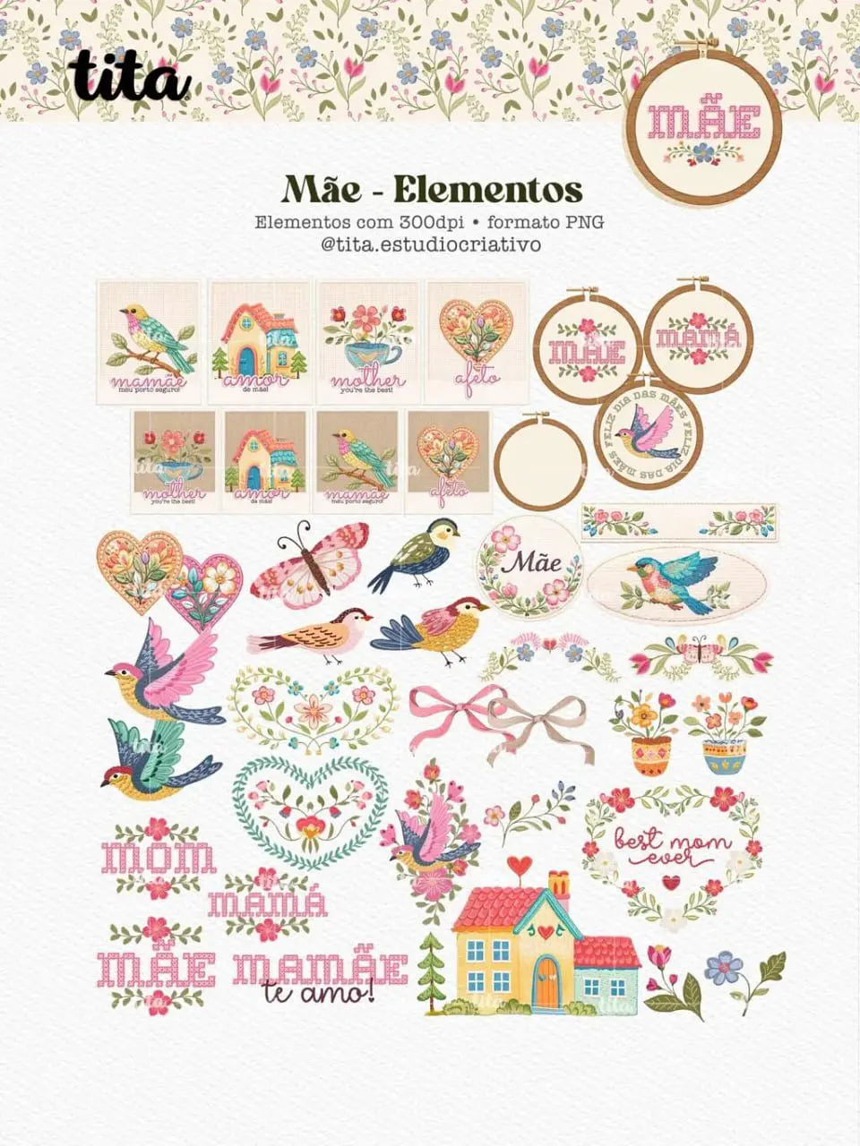 Mãe 2026 Combão Ilustrações + Papéis Arquivo Digital 4