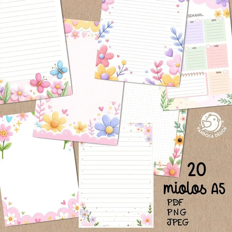 Pack 20 Miolos Caderno A5 | Jardins 2