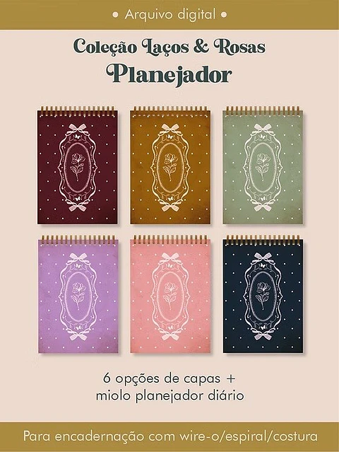 Arquivo Digital Coleção Laços & Rosas Planejador Diário