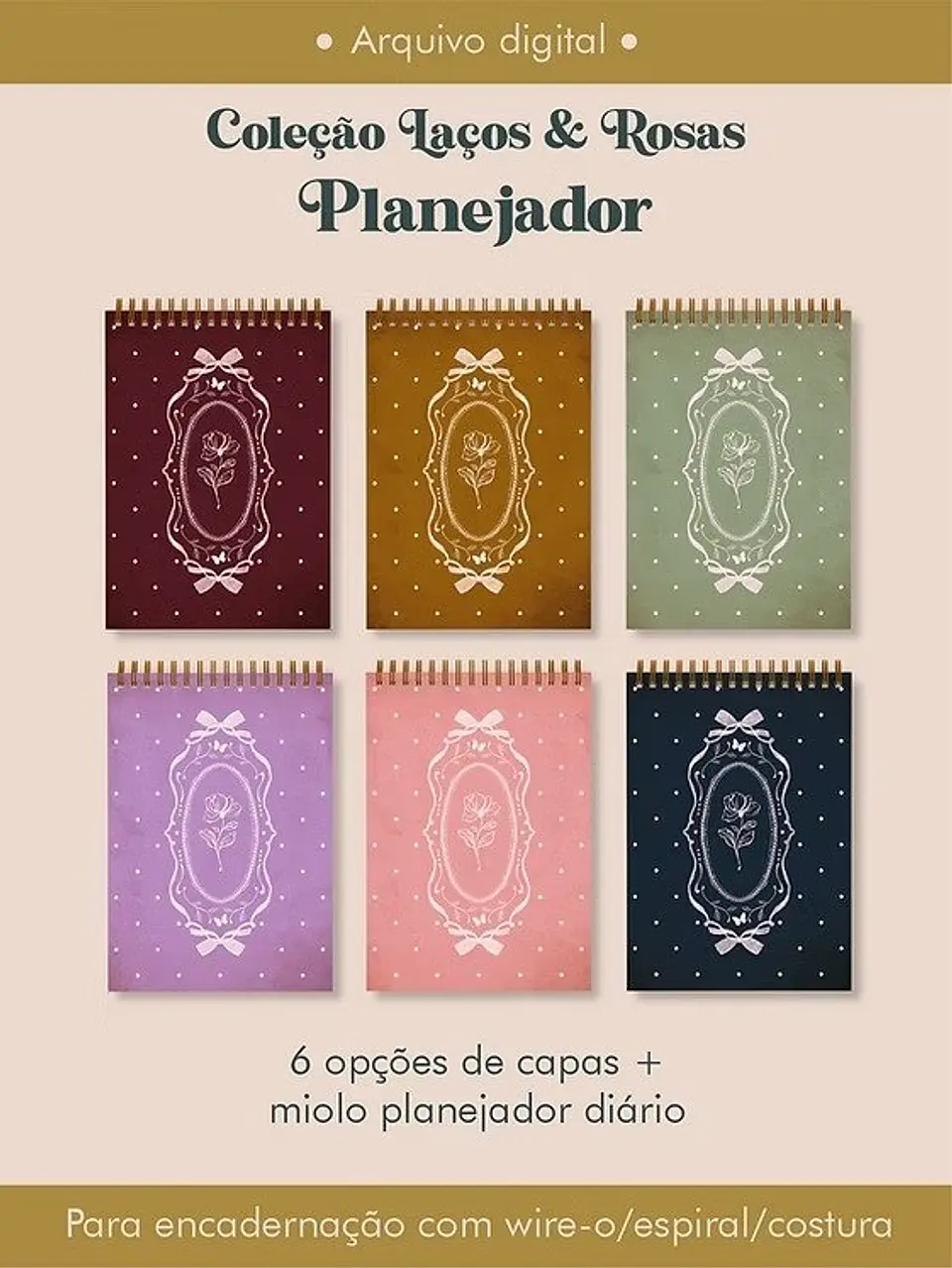 Arquivo Digital Coleção Laços & Rosas Planejador Diário 1