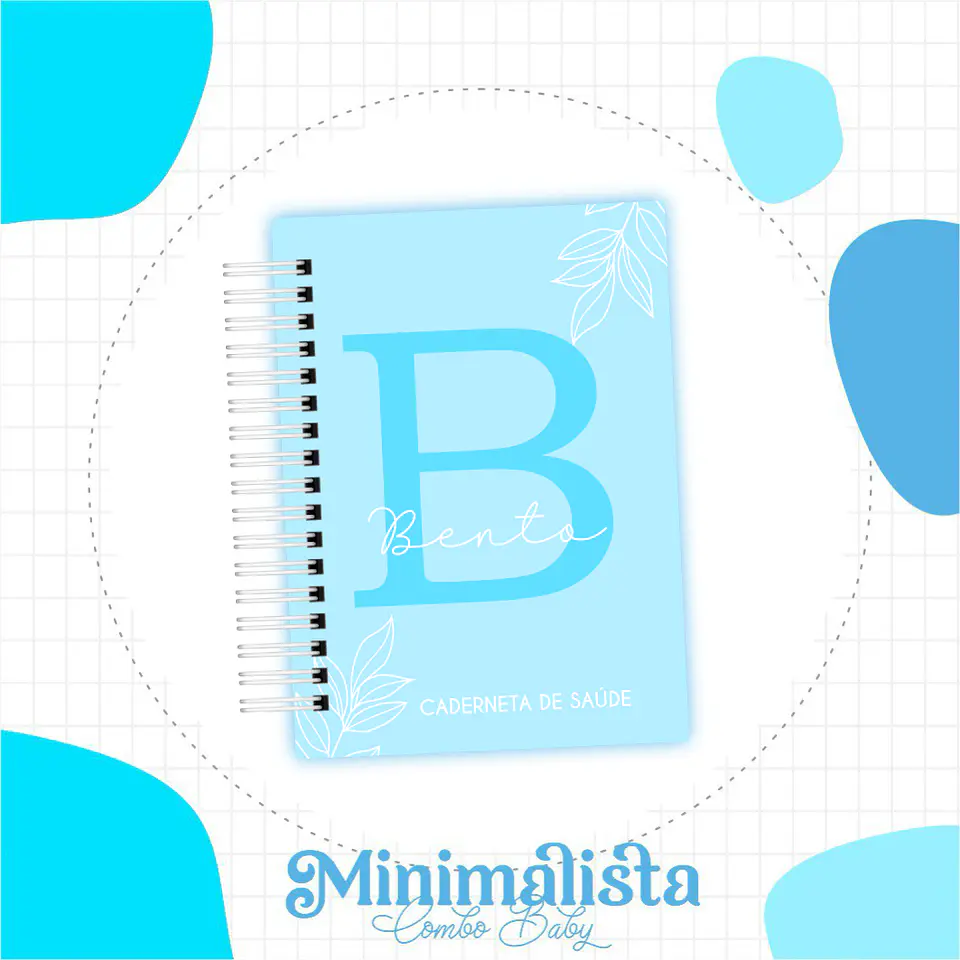 Caderneta e Livro do bebe Minimalista Azul Bebe - Arquivo Digital 1