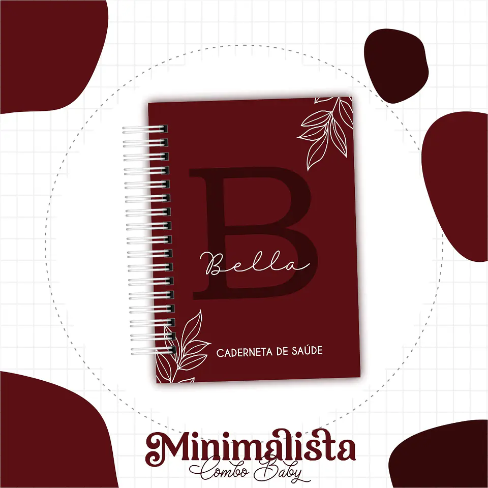 Caderneta e Livro do bebe Minimalista Marsala - Arquivo Digital 1