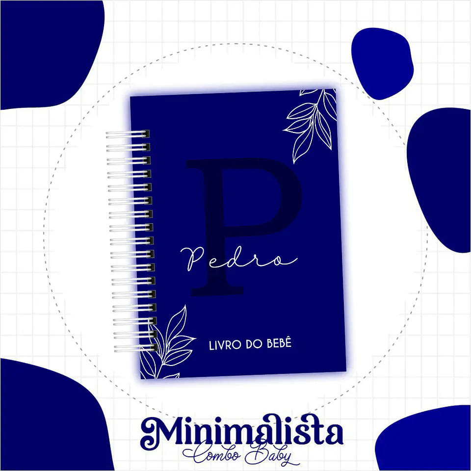 Caderneta e Livro do bebe Minimalista Azul - Arquivo Digital 1