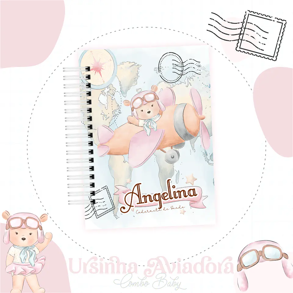 Caderneta e Livro do bebe Ursinha Aviadora - Arquivo Digital 1