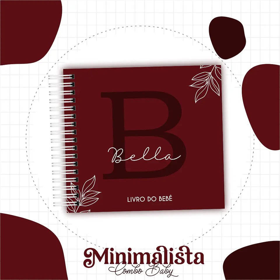 Caderneta e Livro do bebe Minimalista Marsala - Arquivo Digital 3
