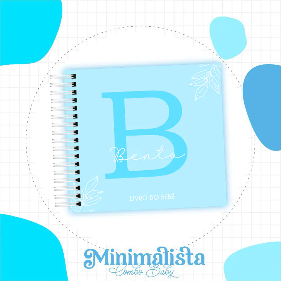 Caderneta e Livro do bebe Minimalista Azul Bebe - Arquivo Digital 3