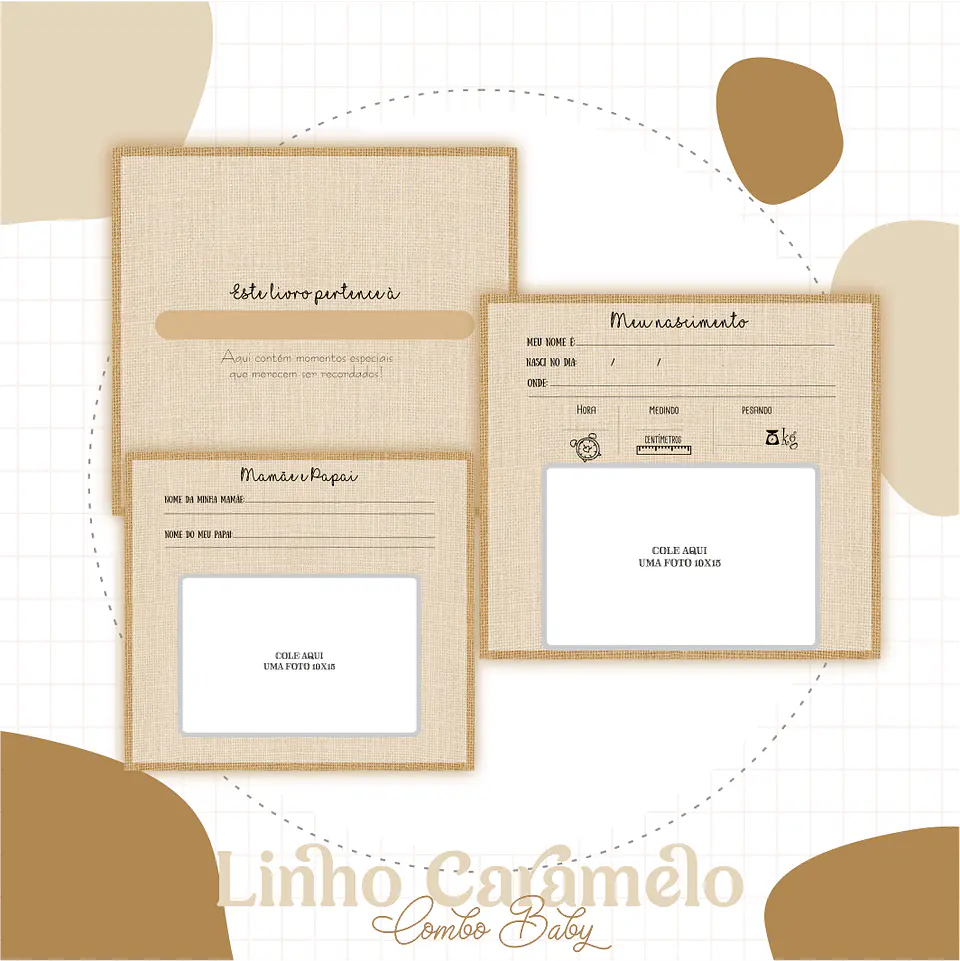 Caderneta e Livro do bebe Linho Caramelo - Arquivo Digital 4