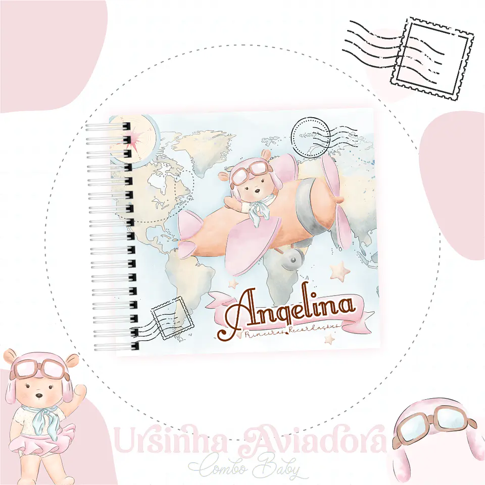 Caderneta e Livro do bebe Ursinha Aviadora - Arquivo Digital 4