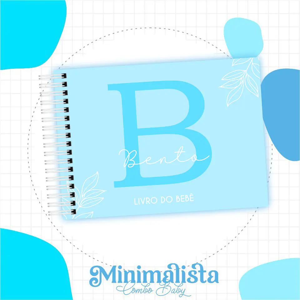 Caderneta e Livro do bebe Minimalista Azul Bebe - Arquivo Digital 5