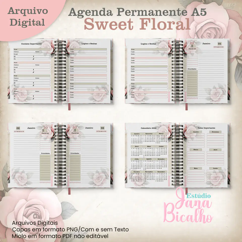 Agenda Permanente A5 Sweet Floral 4