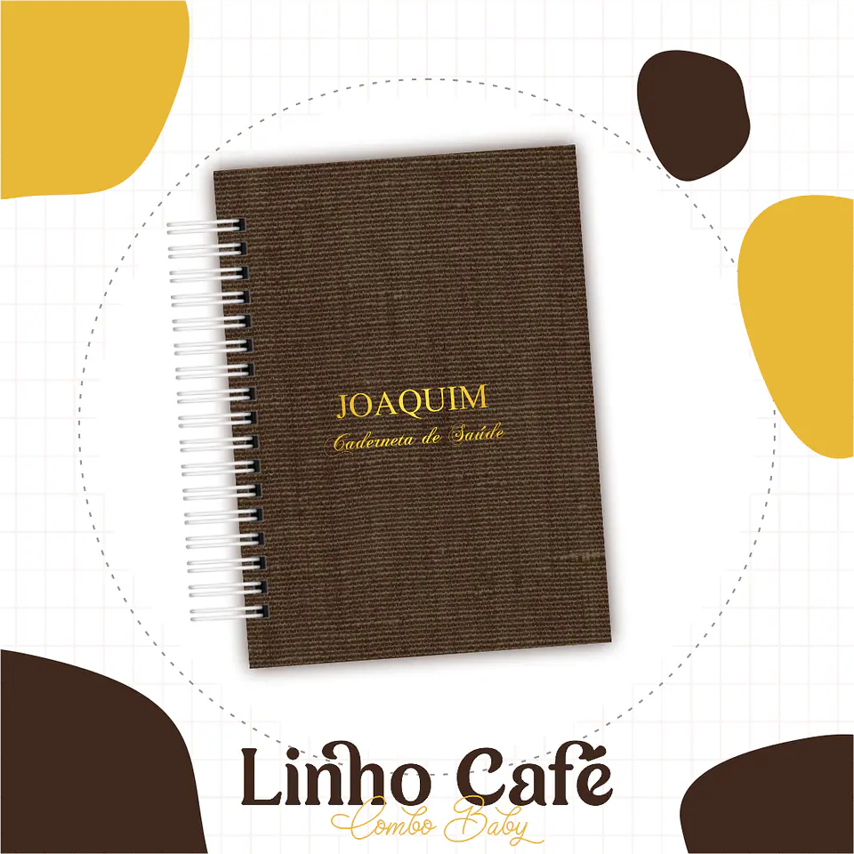 Caderneta e Livro do bebe Linho Café - Arquivo Digital 1